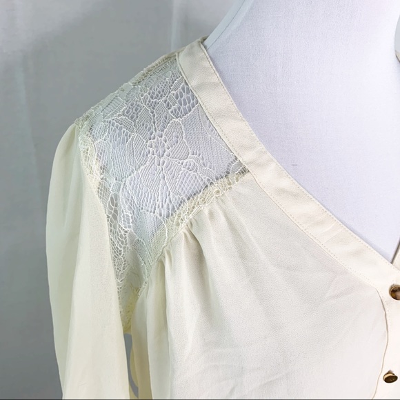 Charming Charlie cream tunic top lace details - Picture 5 of 14
